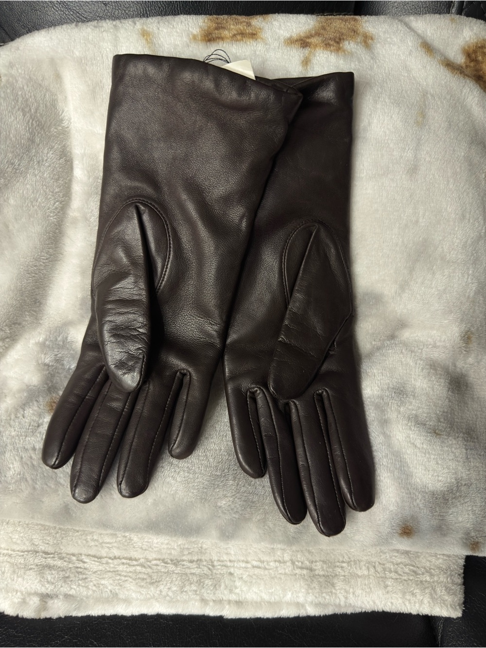 isotoner Brown Leather Long Gloves